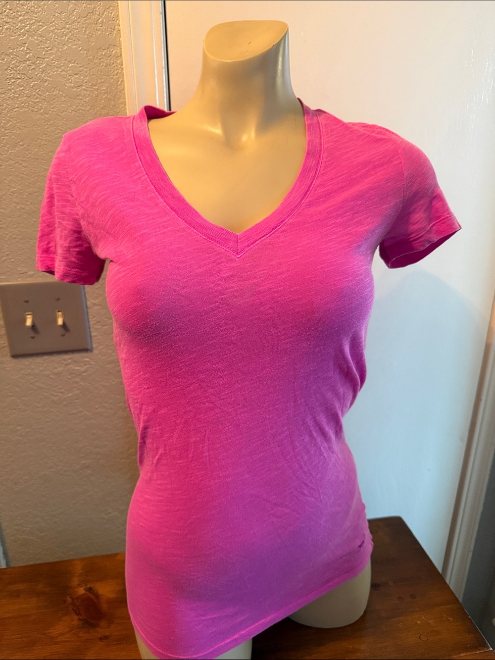 PINK Victoria's Secret Hot Pink V‑Neck Tee-Sleepwear